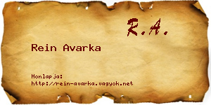 Rein Avarka névjegykártya